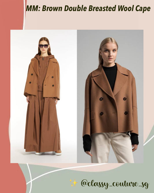 MM Brown Double Breasted Wool Cape Short Coat Jacket