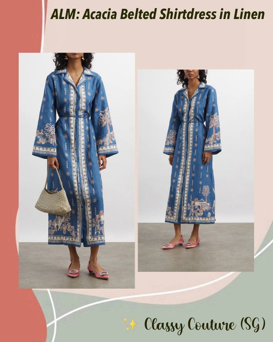 ALM Acacia Belted Linen Shirtdress Midi Dress
