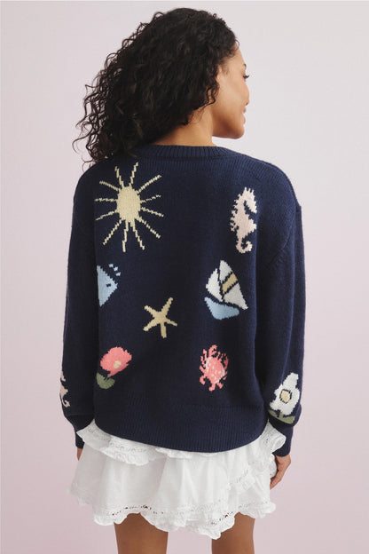FLL Marie Nautical Wool-blend Cardigan