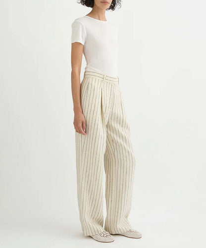 PSE Mackenzie Linen Striped Pleat Trousers Pant