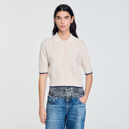 SD Poppy Knit Short Sleeve Polo Sweater Top