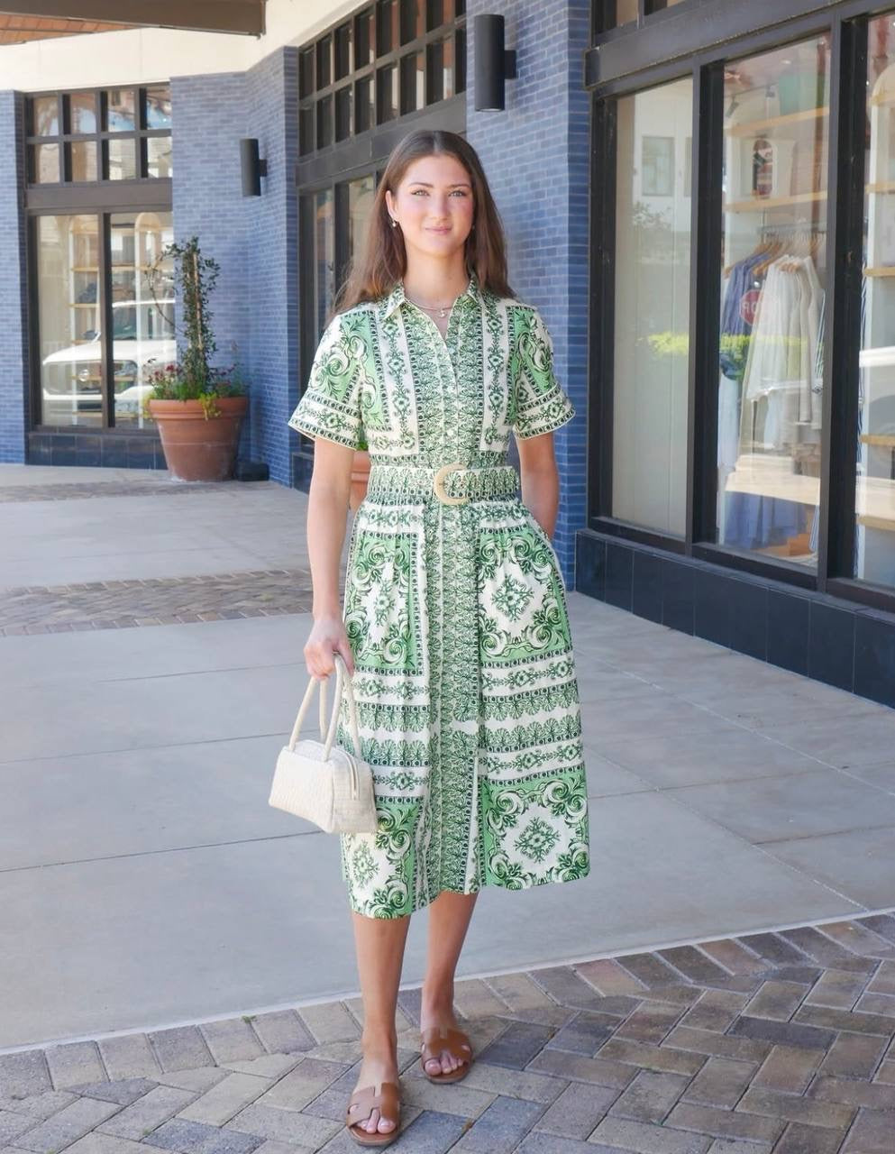 CC Malena Cotton Belted Midi Dress