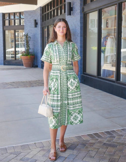 CC Malena Cotton Belted Midi Dress