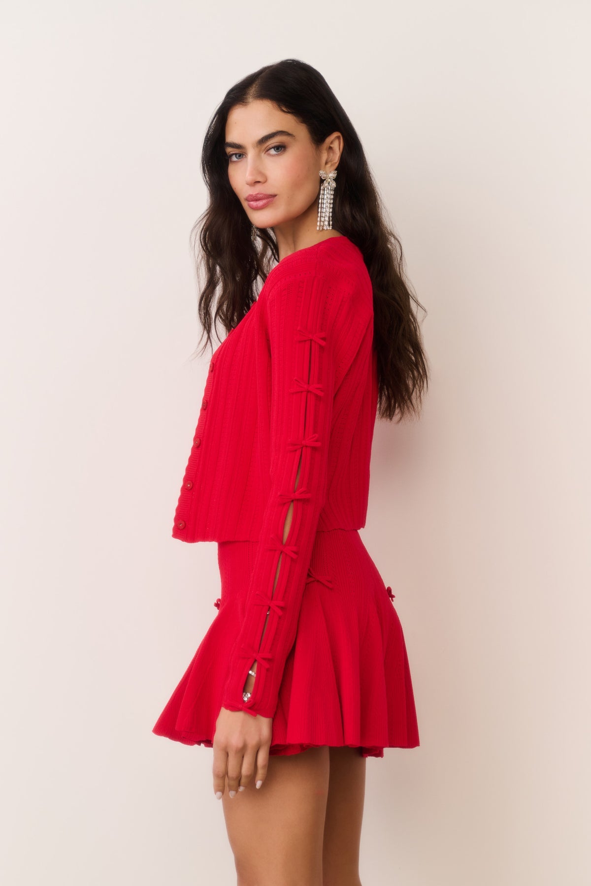 LSF Garrett Rib Pointelle Cami Top | Meryl Mini Skirt | Zoriah Cardigan | Viscose-blend Set