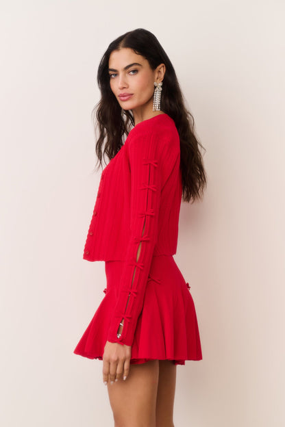 LSF Garrett Rib Pointelle Cami Top | Meryl Mini Skirt | Zoriah Cardigan | Viscose-blend Set