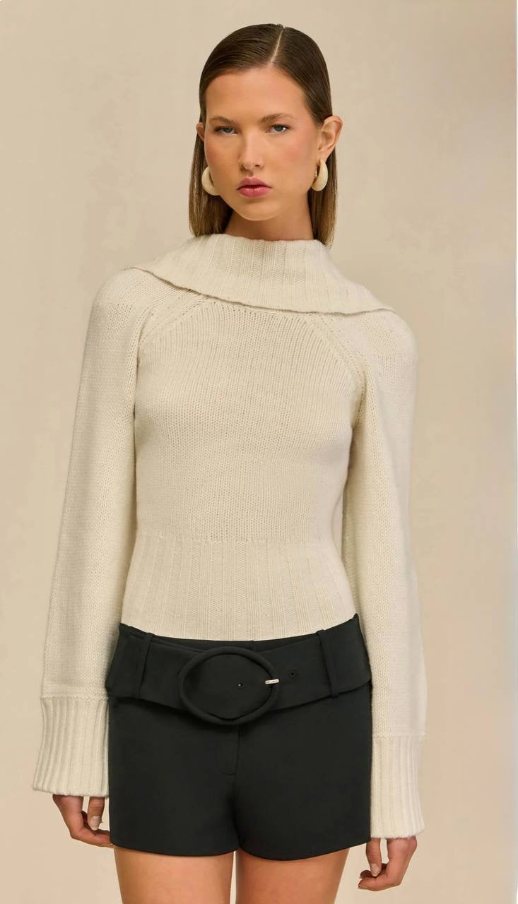 CG Milika Merino Wool-Cotton Cowl Back Sweater