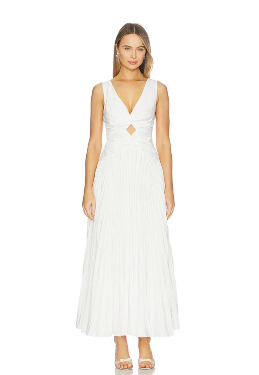SK Vivianne Twist-Front Cutout Cotton-lined Midi Dress