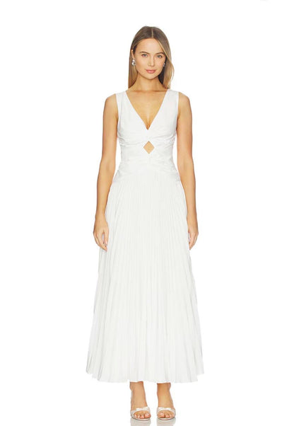 SK Vivianne Twist-Front Cutout Cotton-lined Midi Dress