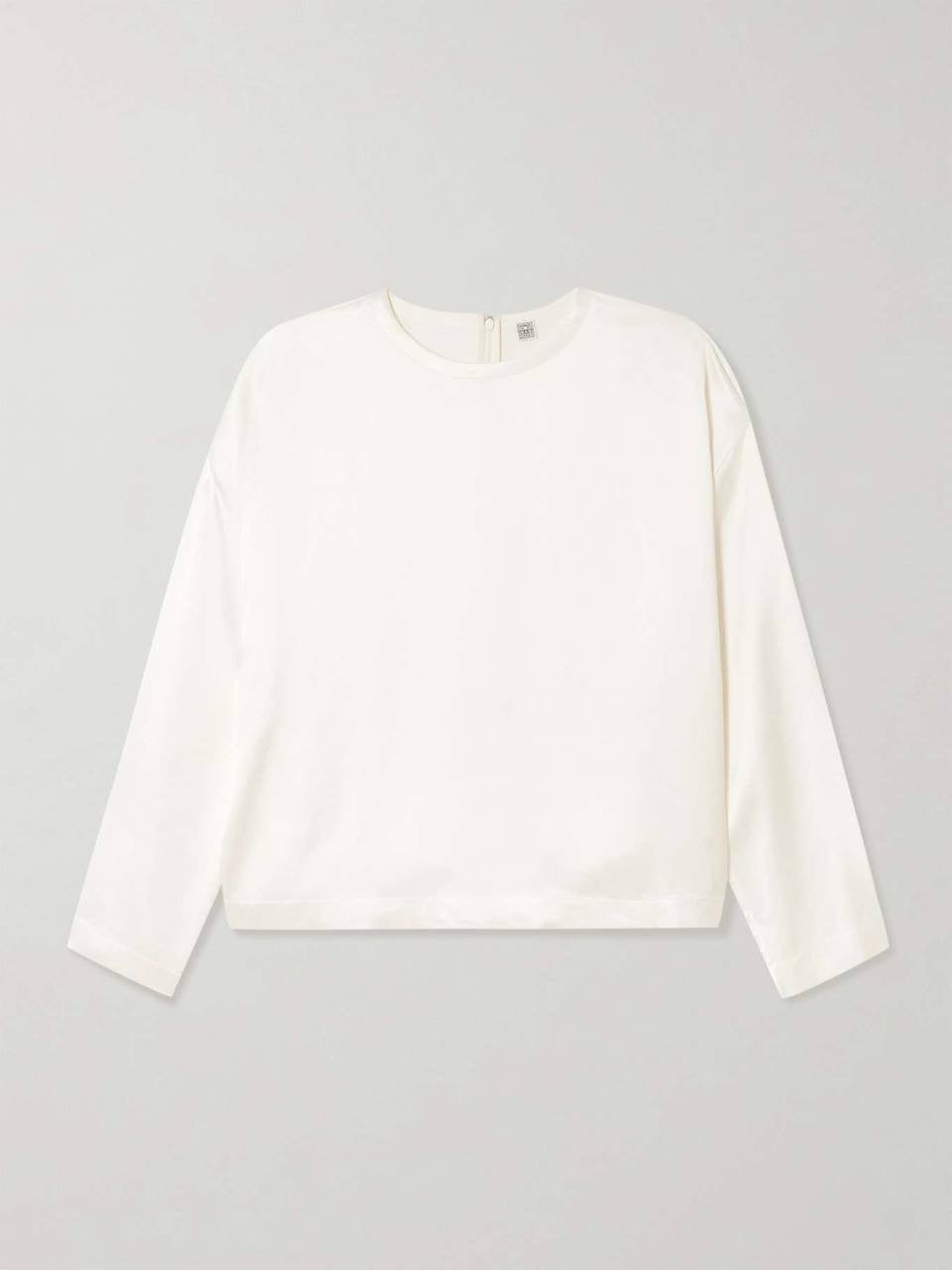 Tot Boxy Satin Viscose Long Sleeve Top