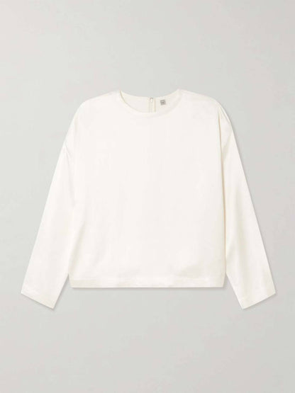 Tot Boxy Satin Viscose Long Sleeve Top