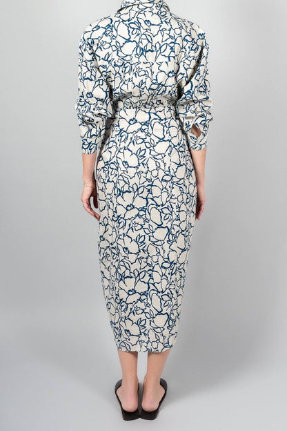 AA Alessandra Sarong Linen Midi Dress Shirtdress