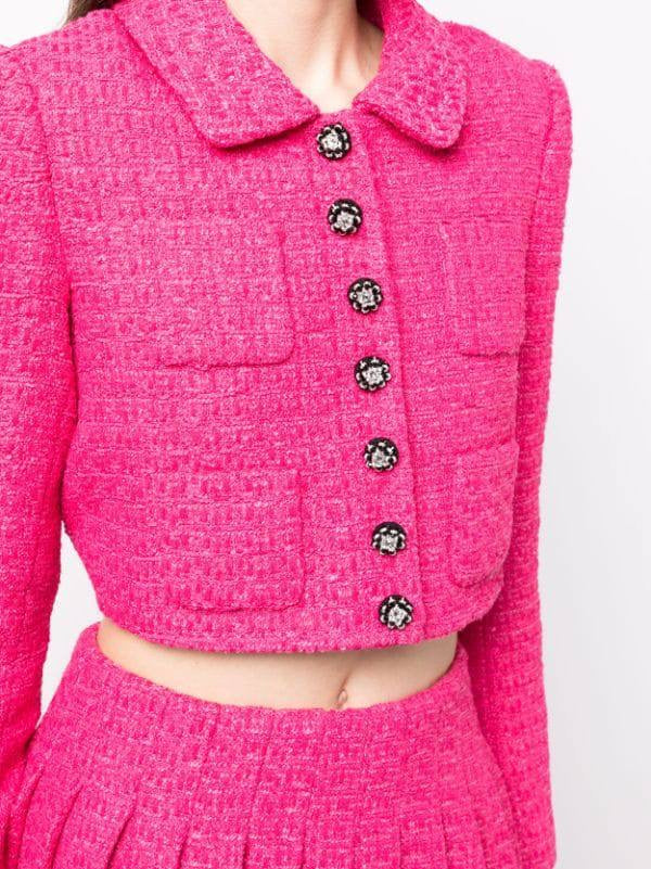 SP Fuchsia Boucle Button Cropped Jacket