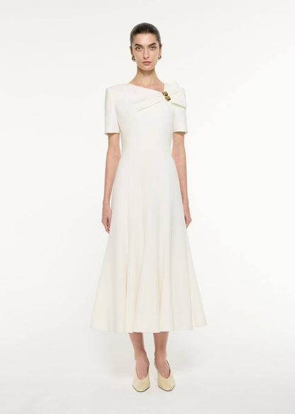 RM Bow Drape Light Cady Midi Dress