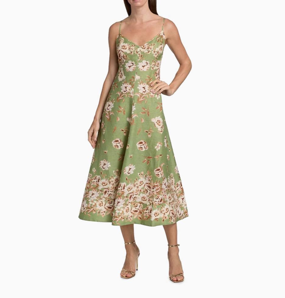 CC Mae Floral Linen Midi Dress