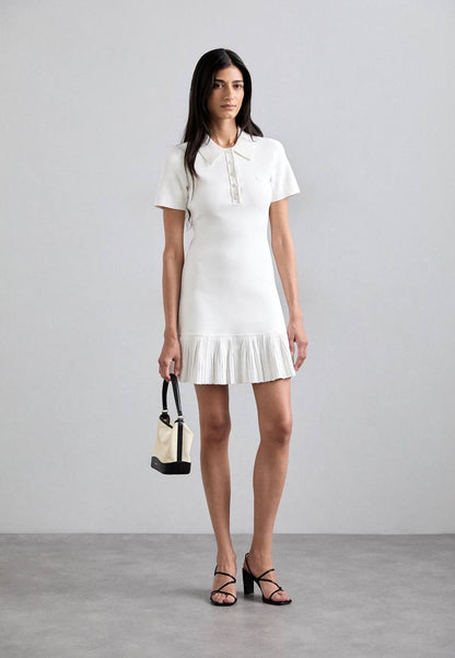 SD White Knitted Polo Mini Dress