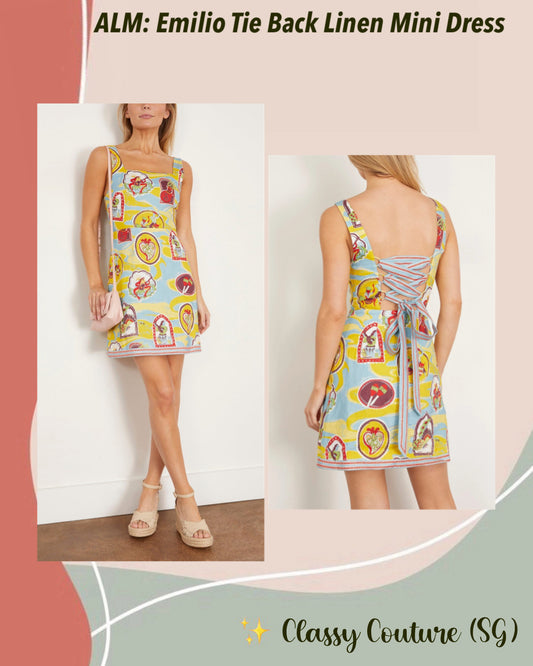 ALM Emilio Tie Back Linen Mini Dress