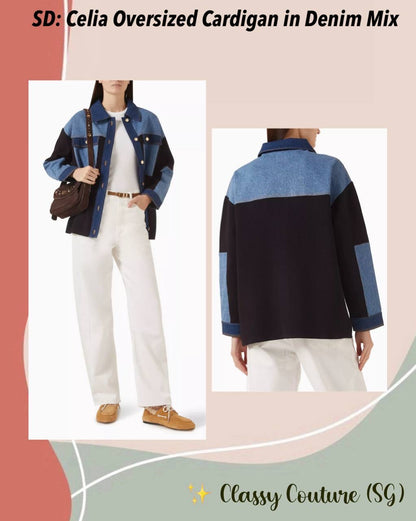 Celia Oversized Cardigan in Denim Mix