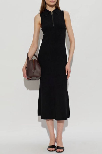 2 Colors! VB Mira Quarter-zip Stretch-viscose Midi Dress in Black & White