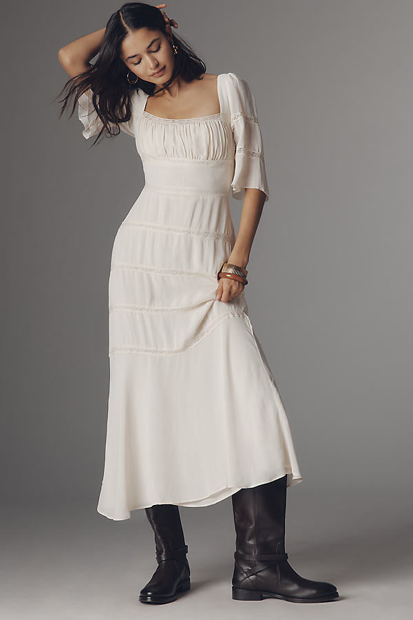 Ref Laverna Viscose Lace-trim Midi Dress