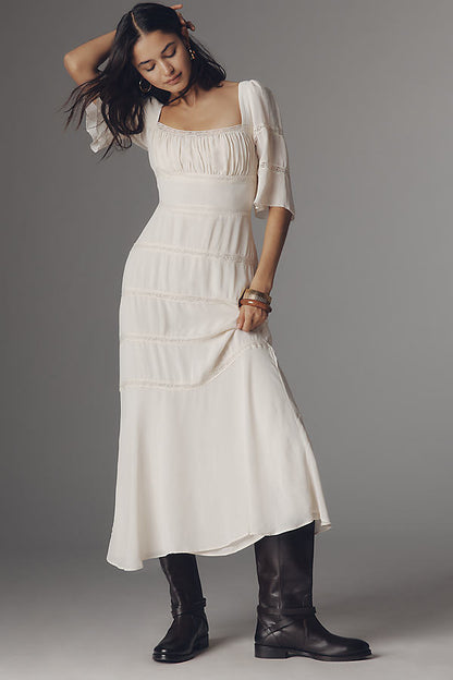 Ref Laverna Viscose Lace-trim Midi Dress