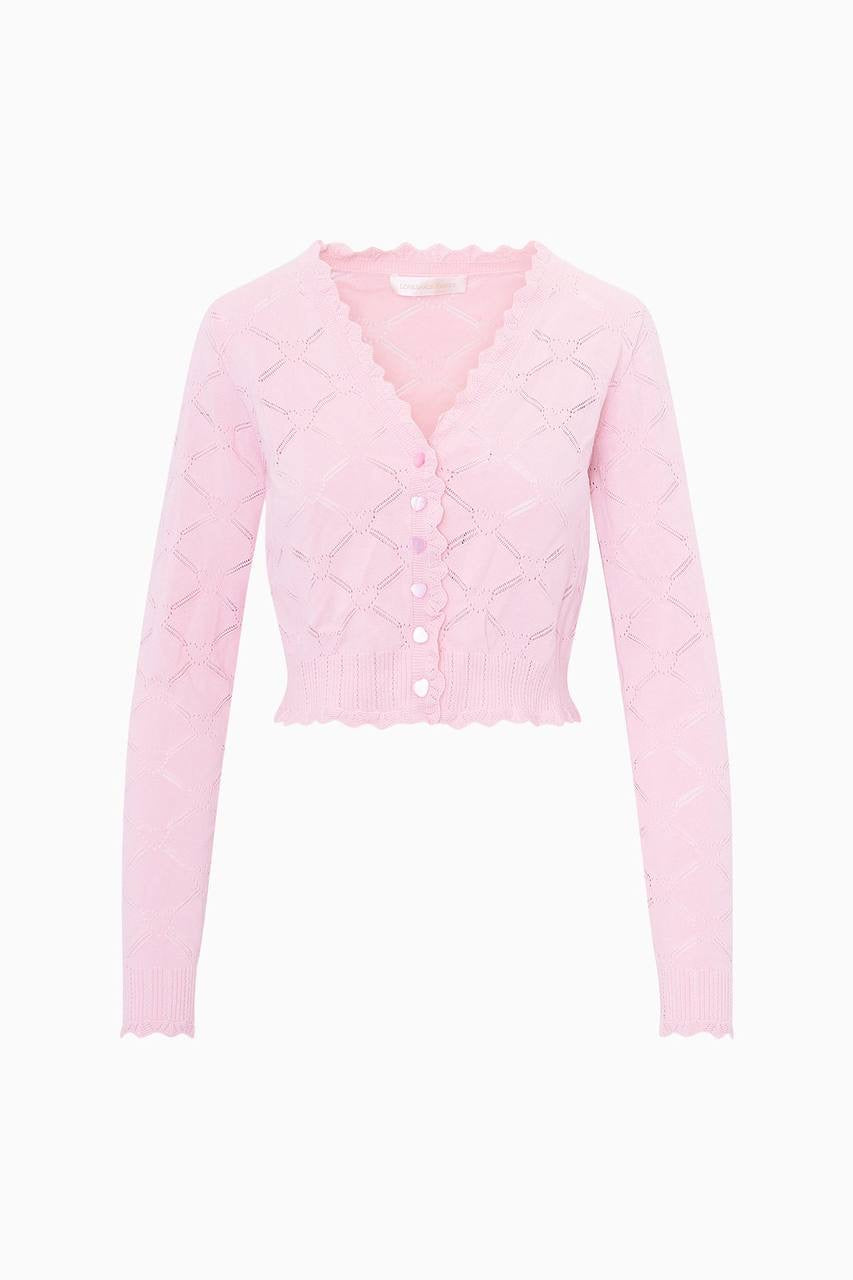 LSF Petra Knit Heart Argyle Cropped Cardigan
