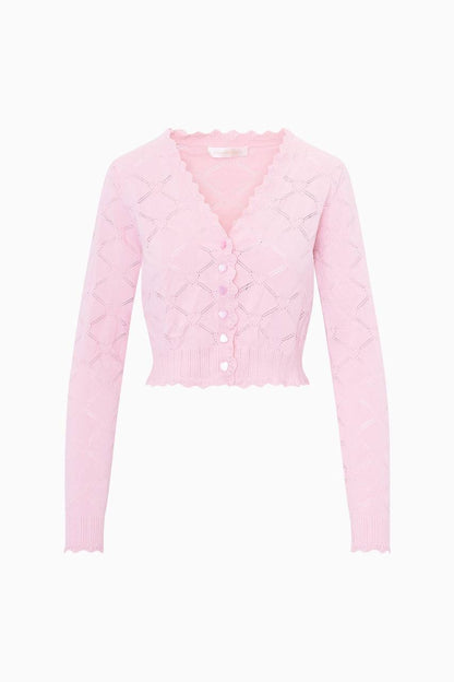 LSF Petra Knit Heart Argyle Cropped Cardigan