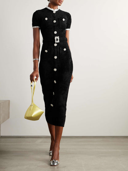SP Black Chenille Knit Midi Dress