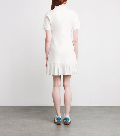 SD White Knitted Polo Mini Dress