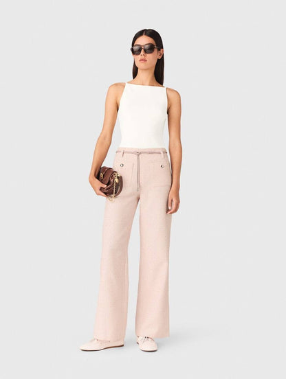 MJ Pink Tweed Cropped Short Sleeve Jacket Top | Shorts | Trouser Pant | Set
