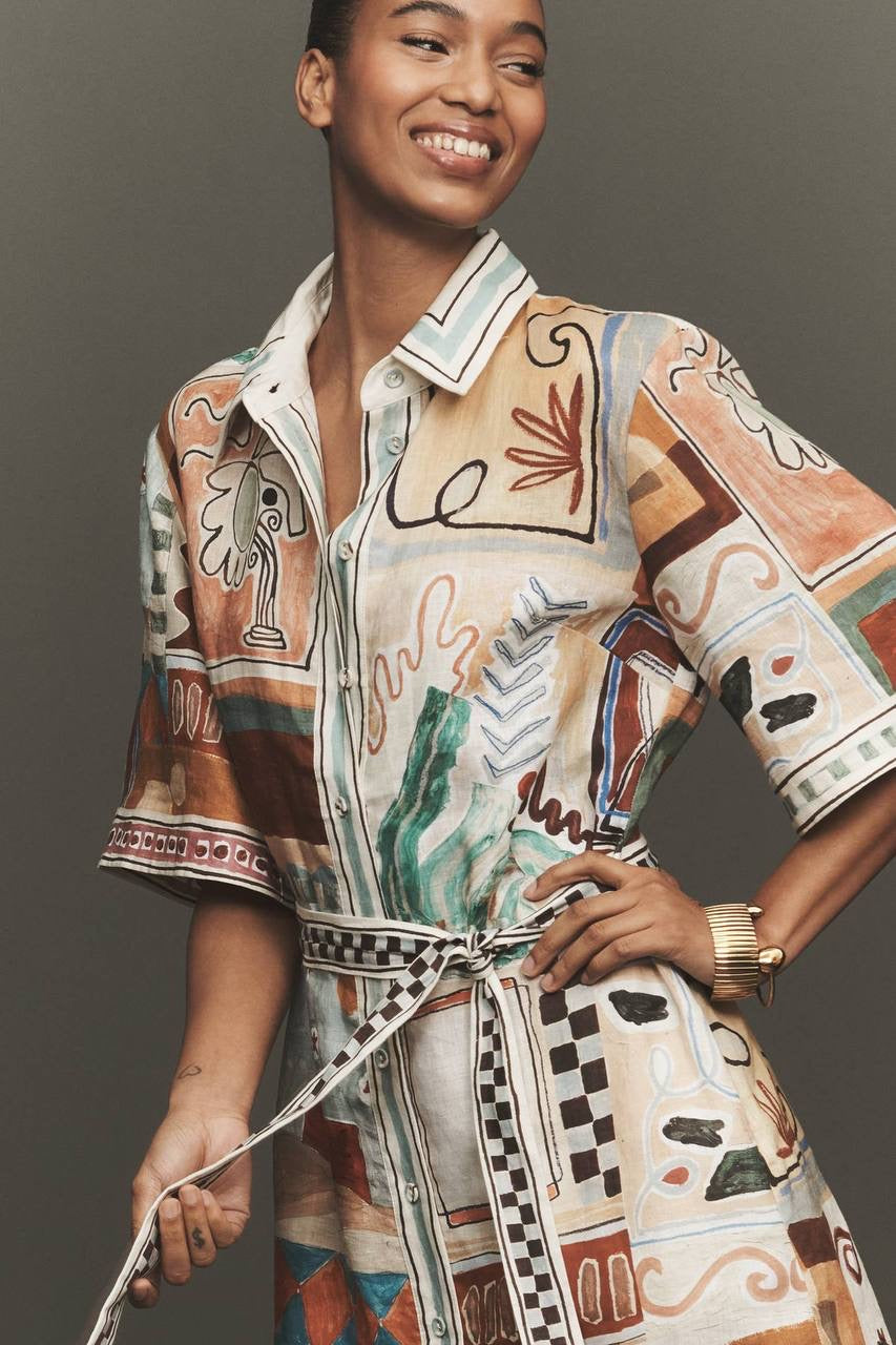 ALM Michelle Linen Mini Shirt Dress