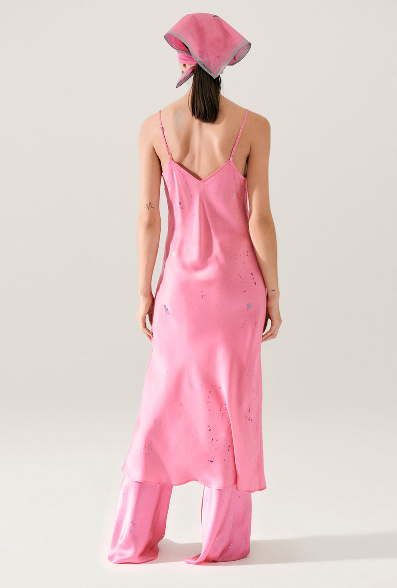 SL 90s Silk Slip Midi Dress in Hog Wash Pink