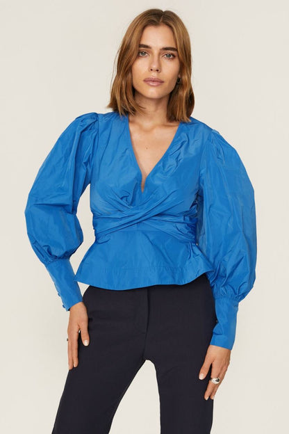 VB Seema Taffeta V Wrap Waist Top