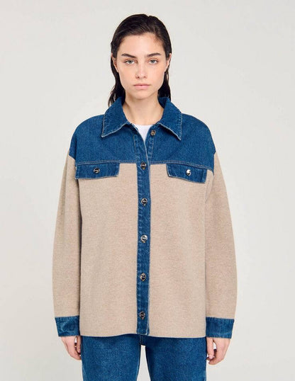 SD Denim And Knitwear Coatigan Oversized Jacket