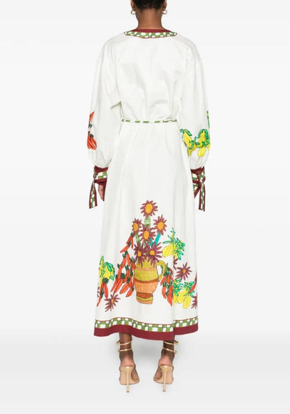 ALM Katerina V Neck Cotton Midi Dress