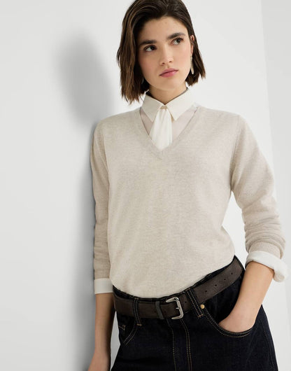 BC Cashmere V-neck Sweater With Monili