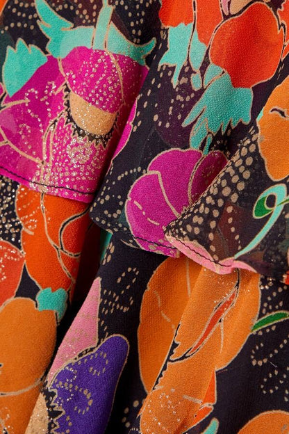 RX Dion Glittered Floral Print Viscose Mini Dress
