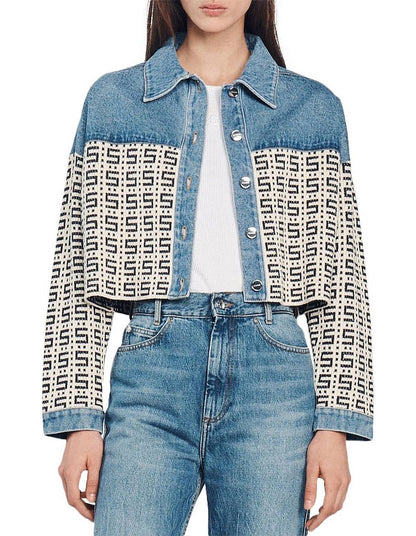 SD Cordoue Logo Jacquard Denim Cropped Jacket