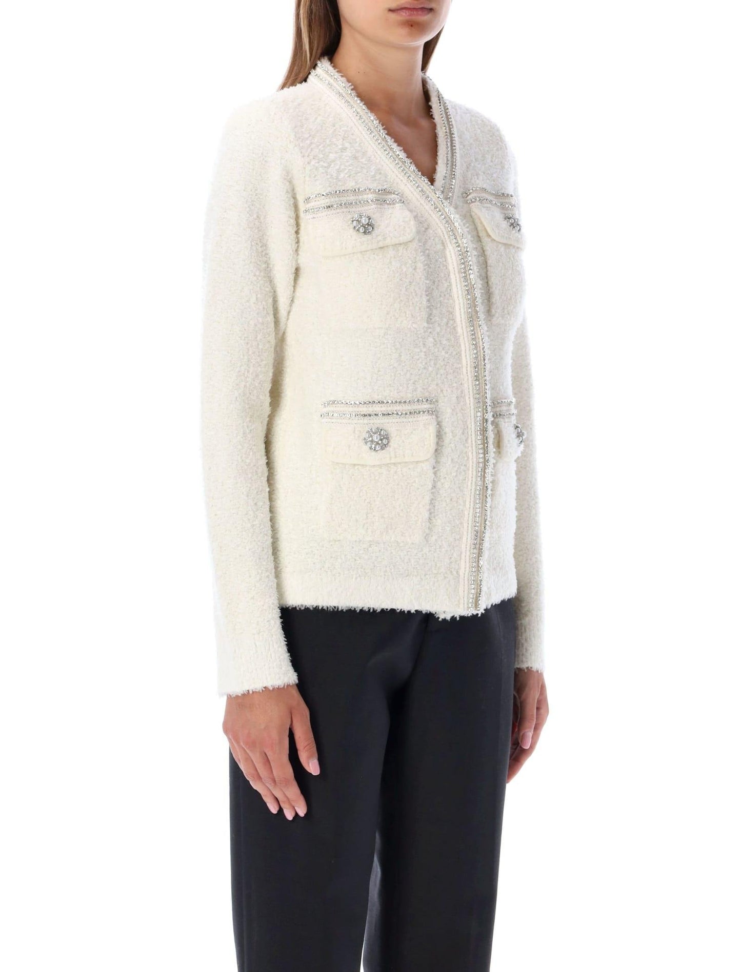 SP White | Black Tape Knit Cardigan