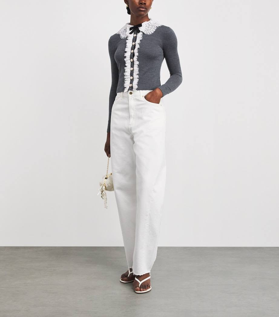 SP Grey Wool Lace-Collar Cardigan