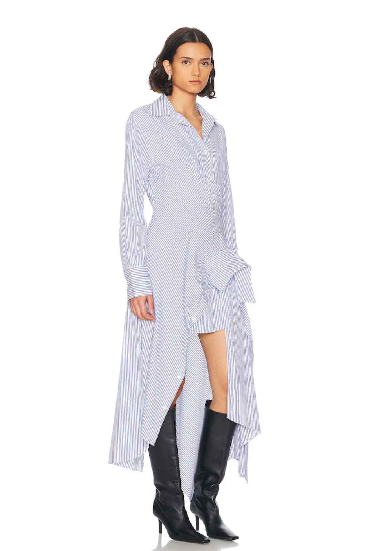 2 Colors! MSE Cascade Deconstructed Striped Stretch-Cotton Midi Dress