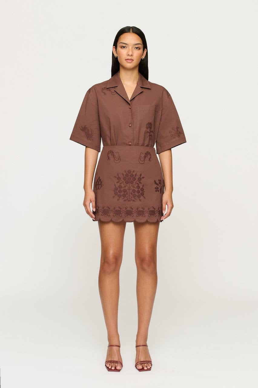 CLE Walter Embroidered Shirt | Darcy Mini Skirt | Cotton Set