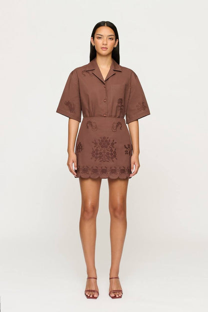 CLE Walter Embroidered Shirt | Darcy Mini Skirt | Cotton Set