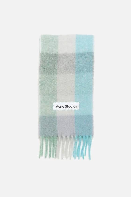 4 Colors! AC Checked Alpaca-Wool-Mohair blend Fringed Scarf