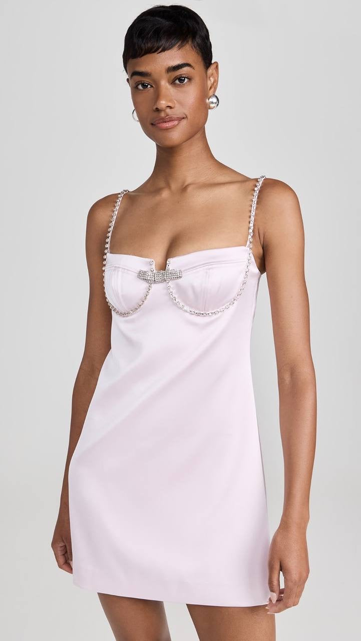 SP Pink Diamante Bow Bustier Satin Mini Dress | Bolero Jacket | Set