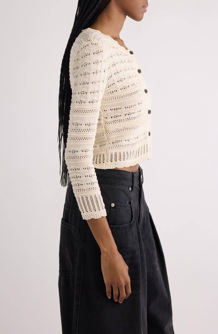 IM Ajaline Mixed Pointelle Cotton Cardigan