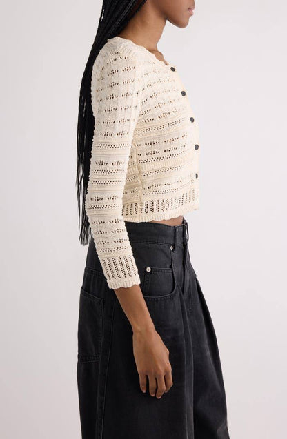 IM Ajaline Mixed Pointelle Cotton Cardigan
