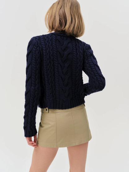 FLL Emily Cable Knit Viscose-wool-cashmere blend Cardigan
