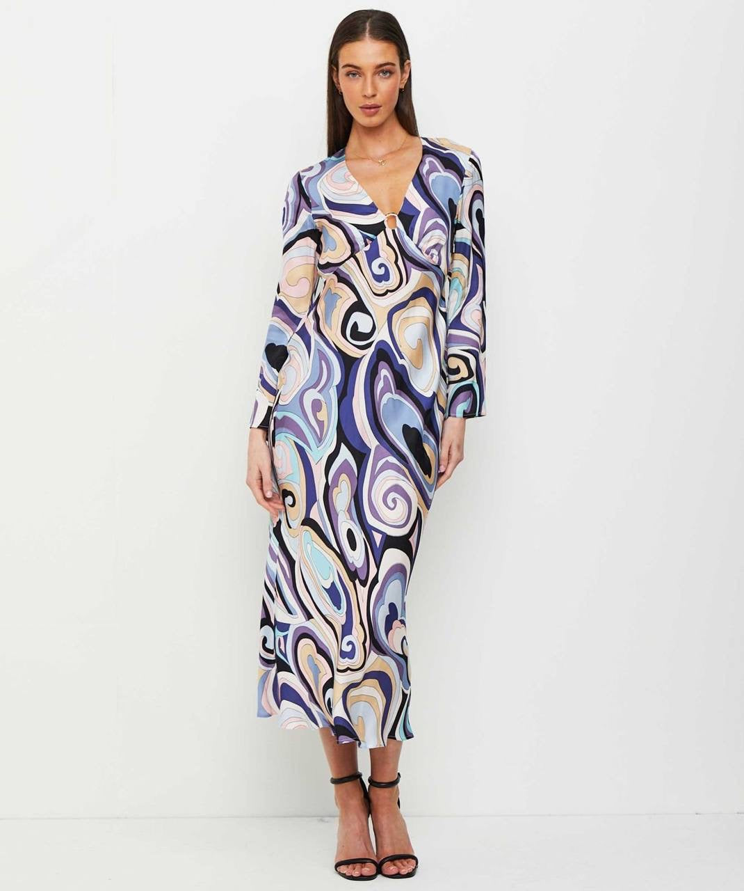 RX Terri Satin Viscose Midi Dress