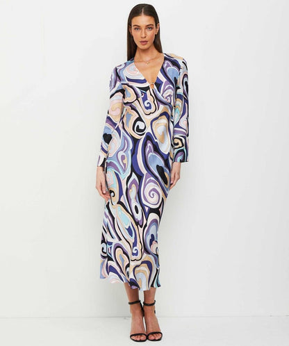 RX Terri Satin Viscose Midi Dress