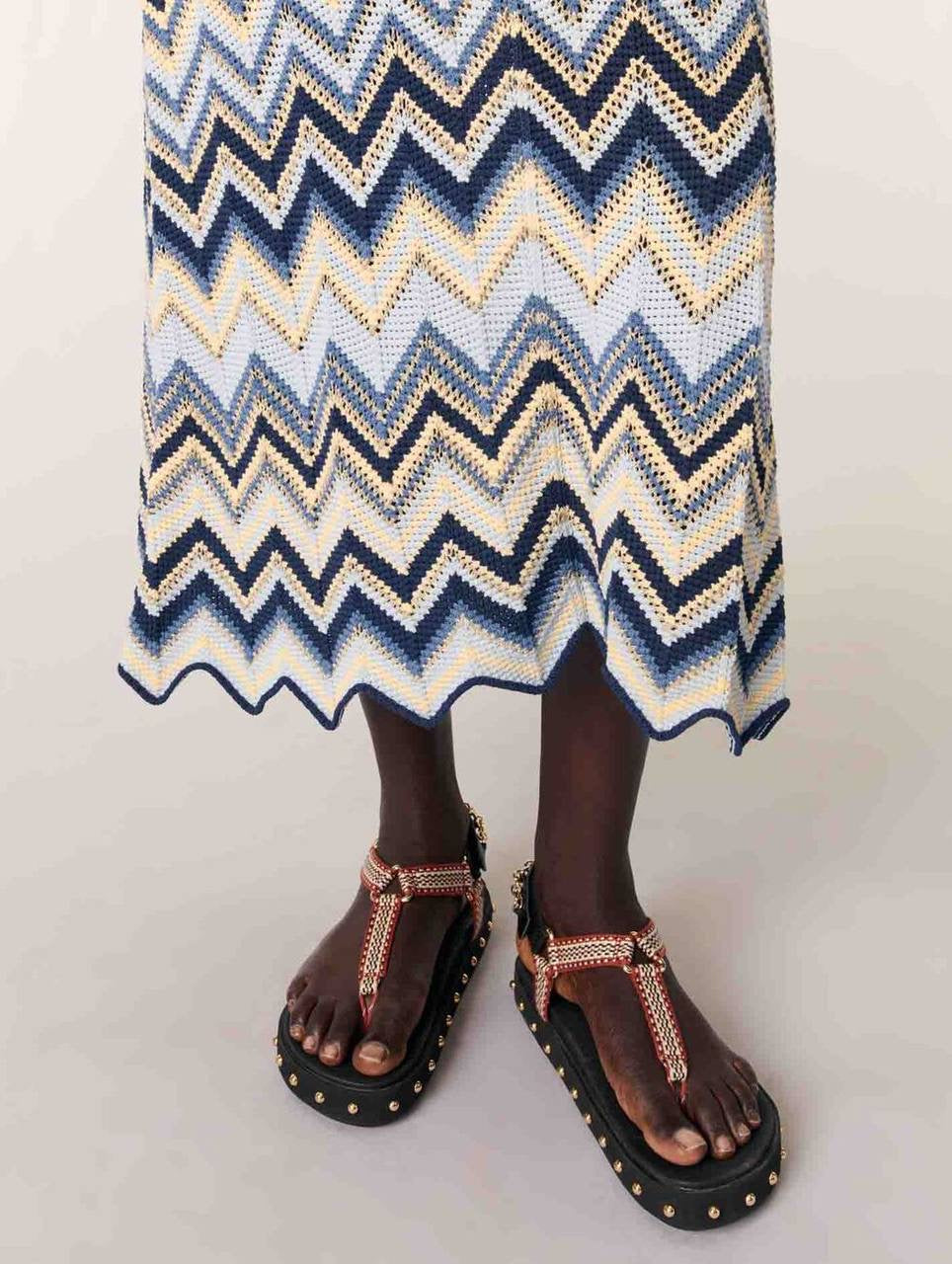 MJ Metallic Crochet-Knit Mizag Sleeveless Top | Rizag Strappy Midi Dress